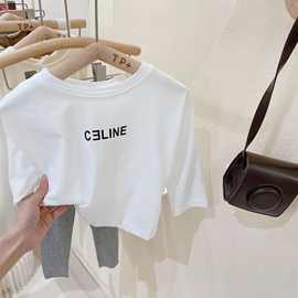 女童白色长袖T恤2022秋装新款儿童棉质打底衫宝宝打底t韩版81015
