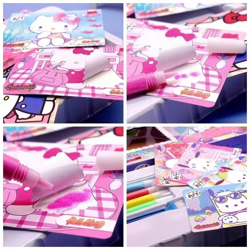 砂絵 DIY 教育ぬりえ砂絵セット子供のかわいい漫画 4 色箱入りカラフルな砂のおもちゃ誕生日ギフト|undefined