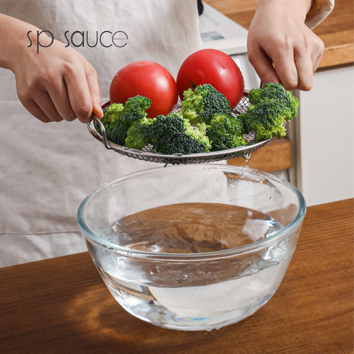 Fried drain kitchen stainless steel oil residue filter sieve double-ear oil drain artifact round drain rack oil filter rack