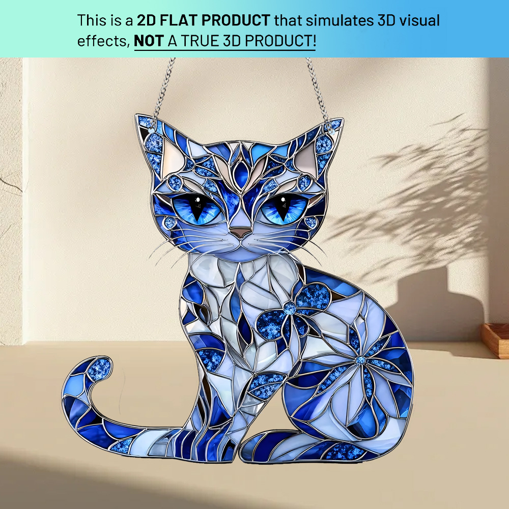 Transfronterizo misterioso tres ojos gatos azules puertas y ventanas acrílicas colgantes de decoración de pared del hogar colgantes de cadena