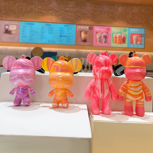 Creative Fluid Bear Doll Keychain Pendant Handmade DIY Material Package Keychain Doll Gift Figure Wholesale