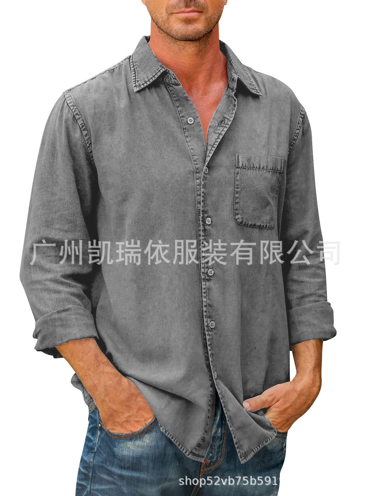 2023 estación independiente de comercio exterior casual color sólido camisa de manga larga camisa de solapa delgada moda de los hombres en stock