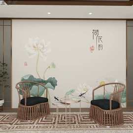 新中式花鸟壁纸竹韵墙布素雅轻奢客厅沙发电视背景墙装饰墙布壁画