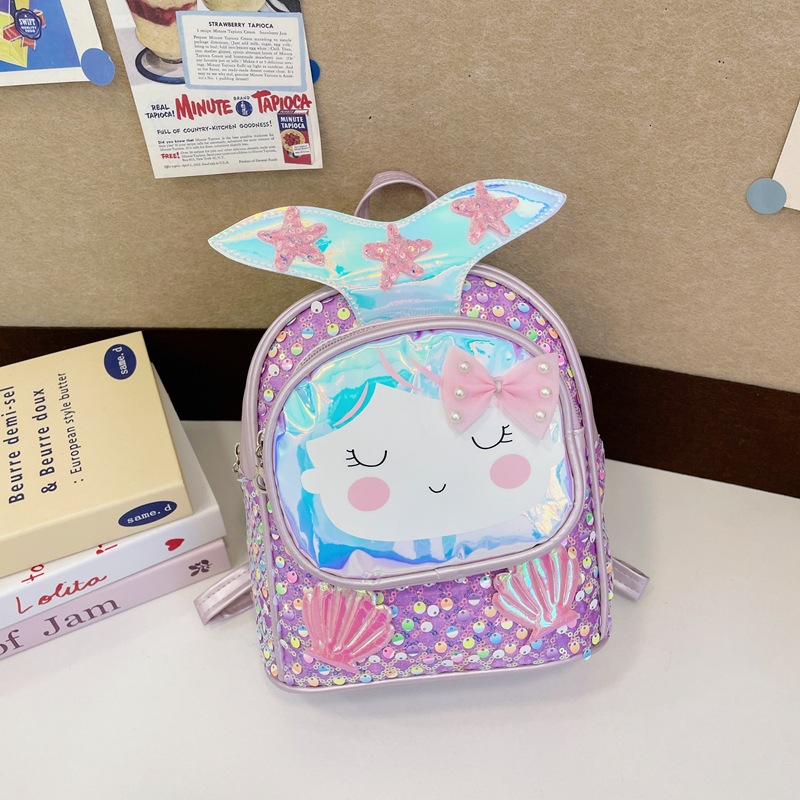 Mochila de moda de sequillas para niños y niñas, jardín de infantes, mochila para bebés, caricatura encantadora conchas de estrellas, mochila para niños
