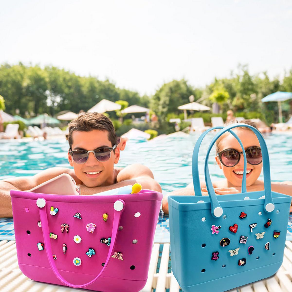 Bolso casual flor niña negra agujero bolsa accesorios bolso de playa bogg accesorios de bolso bogg decoración zapatos estándar grande flor