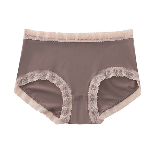Spring and summer seamless lace-edged ice silk panties for women, breathable seamless low-rise teenage Japanese-style ladies' briefs