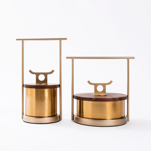 New Chinese Style Modern Metal Satchel Jewelry Box Ornaments Model Room Study Living Room Hotel Creative Storage Decorative Box