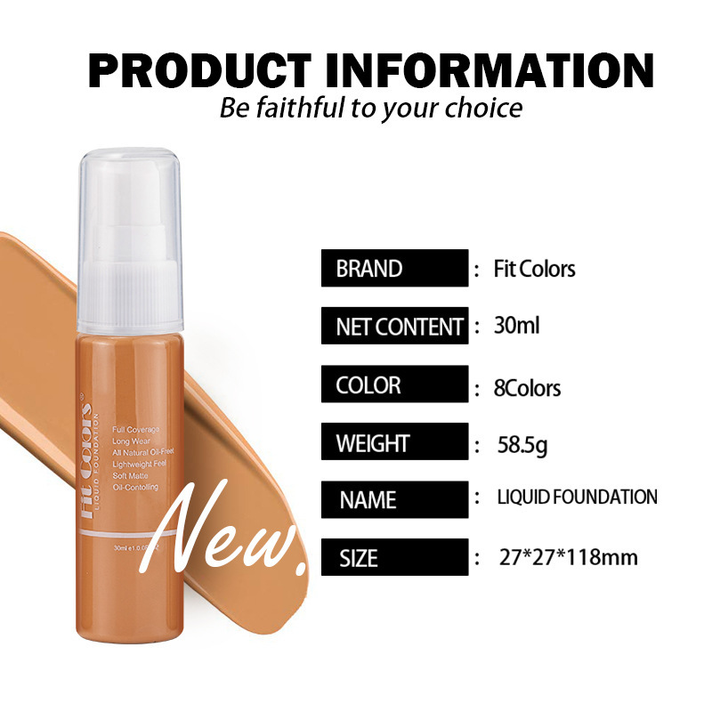 Fit Colors 8-color foundation is easy to push away, holding makeup, matte, concealer, face repairing, liquid foundation,_voghion.com