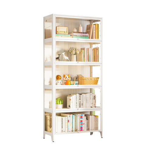 Bookshelf dust-proof glass door storage cabinet action figure display cabinet flip-top cabinet storage tin cabinet home steel bookshelf