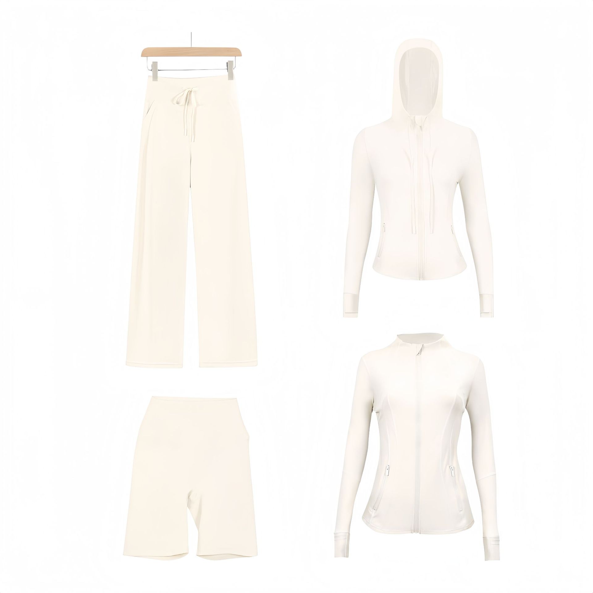 Women's Clothing Women's Slim Fit Sports Jacket Hooded Jacket Straight Leg Pants Five Piece Set Sportswear For Formal & Casual_ecoleips.com