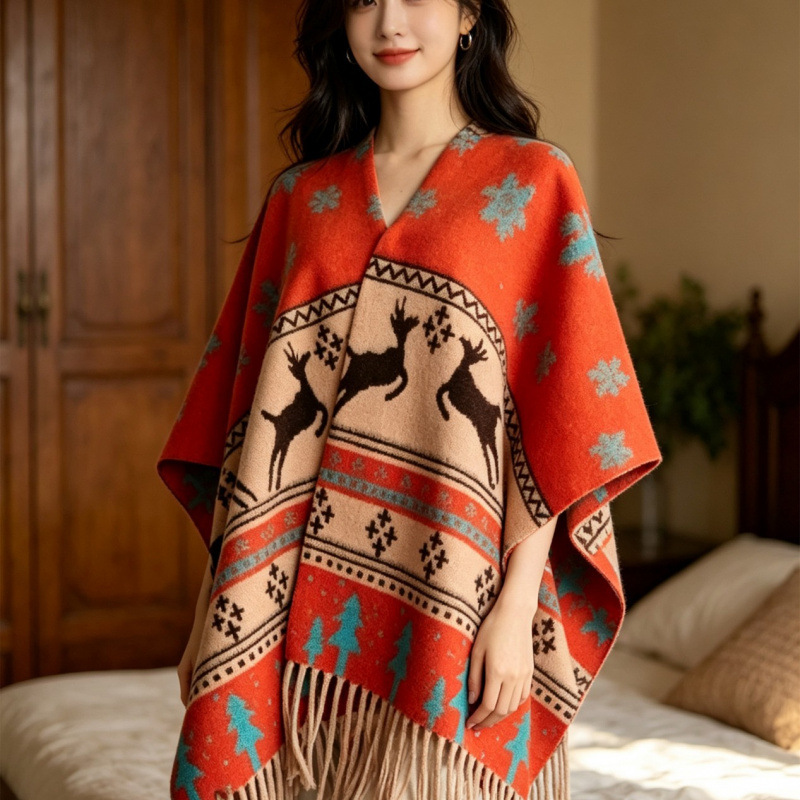 Spring and Autumn Travel Atmosphere Shawl, New Thickened Large Cape, Warm Outerwear for Air-Conditioned Rooms, Trendy for Napping