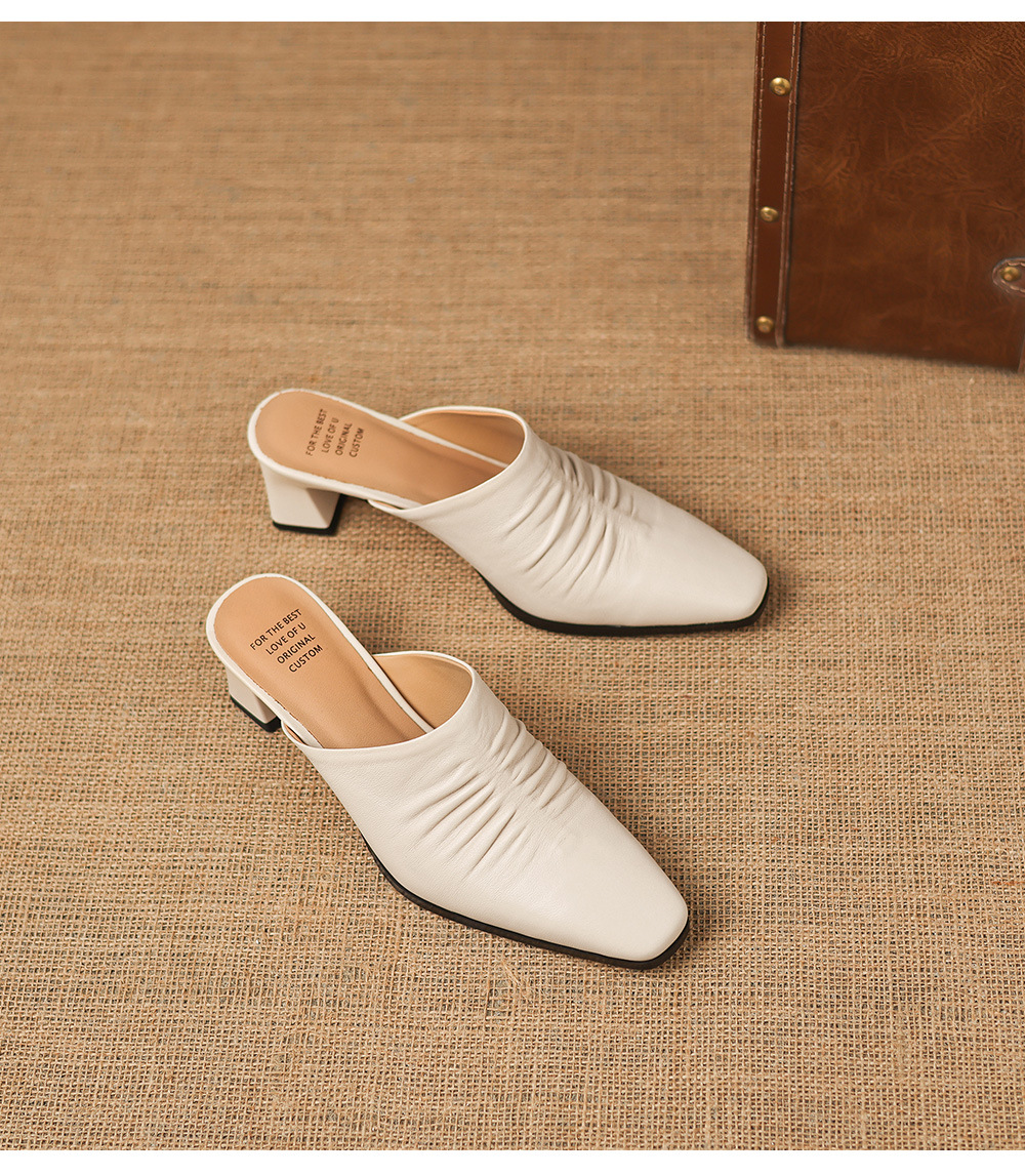 Sandal cao gót nữ mũi kín gót hở, gót 5 cm — đen chi tiết 21