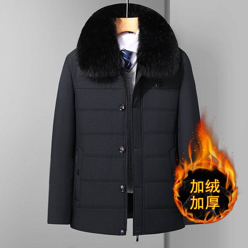 Winter Men's Coat Winter Cotton-padded Coat for Middle-aged and Elderly People Fur Collar Cotton-padded Coat Cold-proof Clothing Dad Camel Cotton-padded Coat for Men