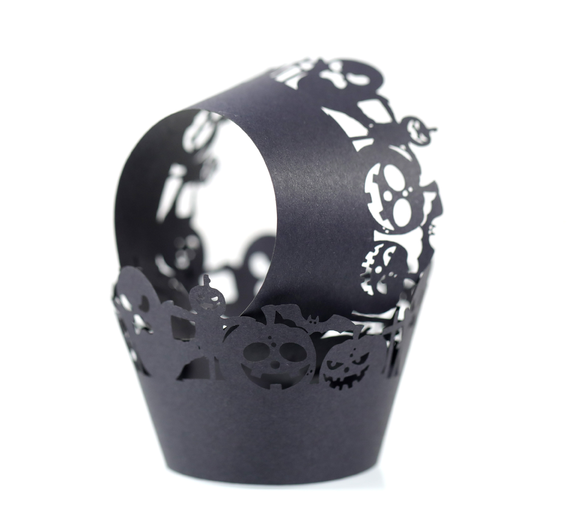 新款蛋糕纸围边 激光镂空万圣节黑色蜘蛛网南瓜黑猫城堡工厂批发