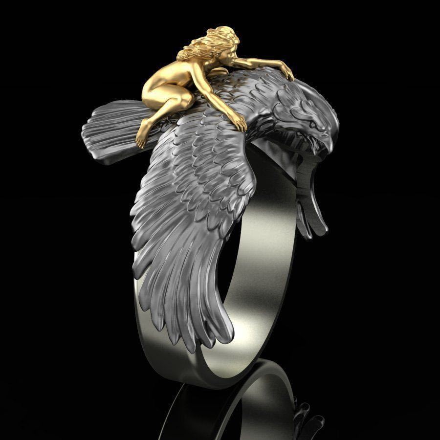 1 Piece Hip-Hop Eagle Alloy Inlay Zircon Menu0027S Rings