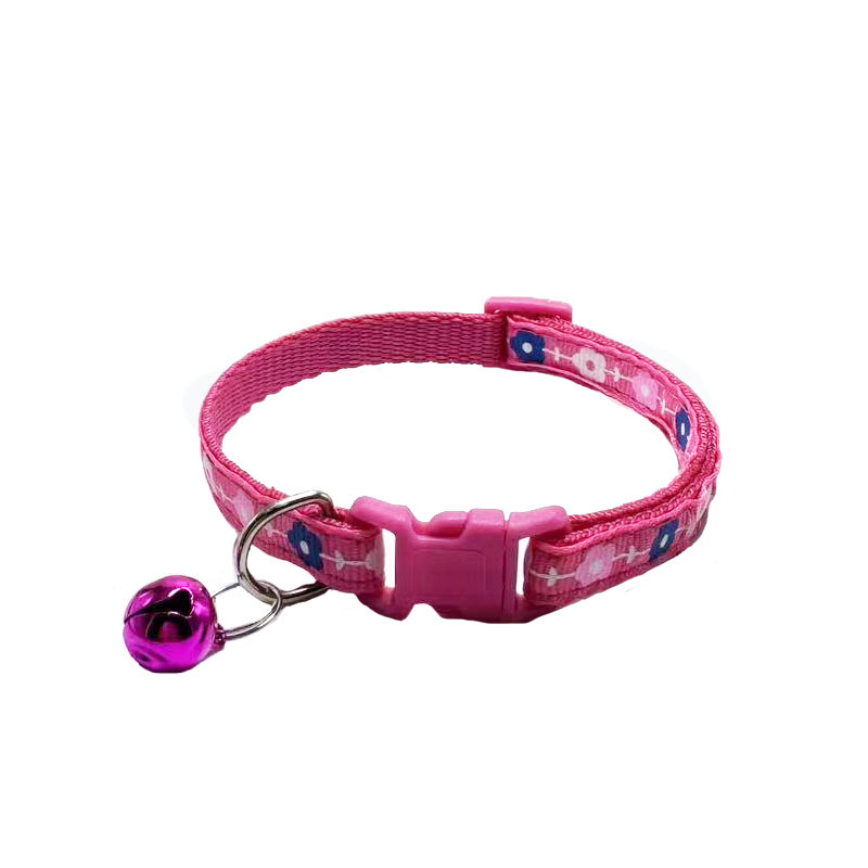 Amazon mascotas transfronterizas al por mayor collar de mascotas flor impresión collar de campana collar de perro gato collar en stock