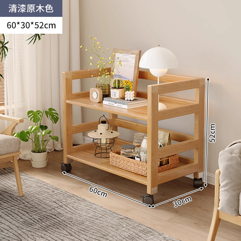 Rack de mesita de noche de madera maciza de color madera de piso a techo en el lado de la sala de estar, cochecito de varios pisos, estante de almacenamiento extraíble para dormitorio