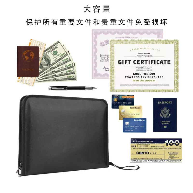 跨境防火包防水风琴包办公文件分格大容量收纳包便携式文件收纳袋