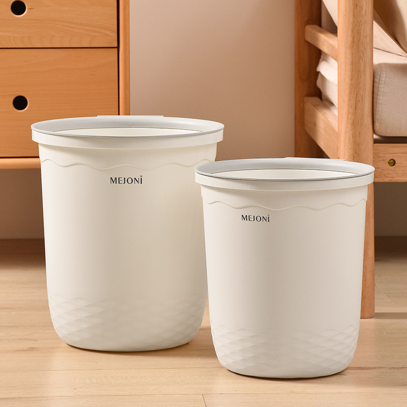 台州直供水波系列大容量家用垃圾桶塑料纸篓圆形带圈垃圾桶批发