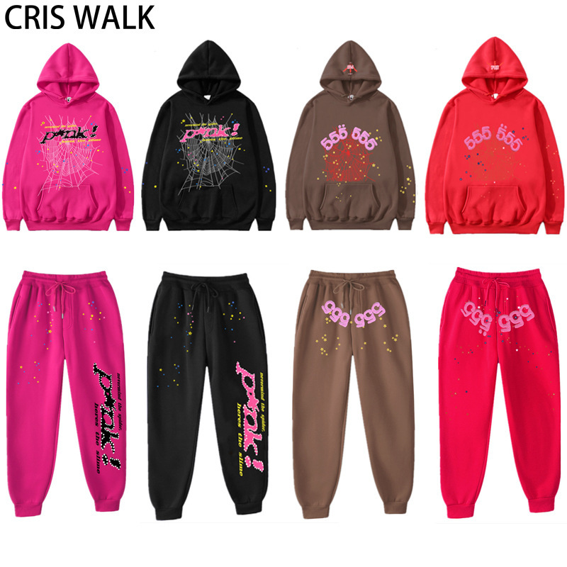 Cross-border European and American Tide Hip-hop Singer Letter 555555 Printed Couple Sweater Men's and Women's Hoodie Sweatshirt suit