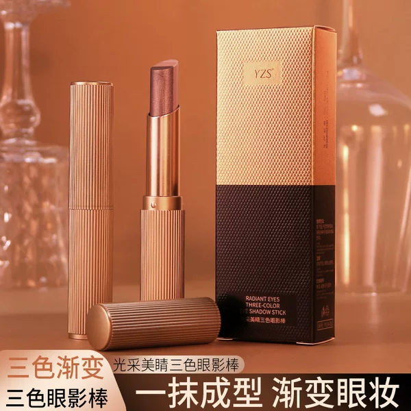 Yy14 Radiant Beauty Three-Color Eyeshadow Stick Gradient Glitter One-Touch Three-Color Eyeshadow Stick for Beginners and Easy Makeup Application