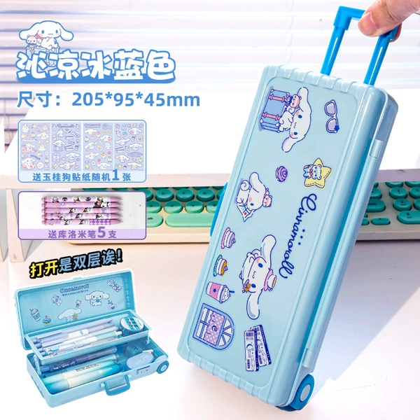 Qinliang ice blue + 5 Kuromi pens - 1 random cinnamon dog sticker for free