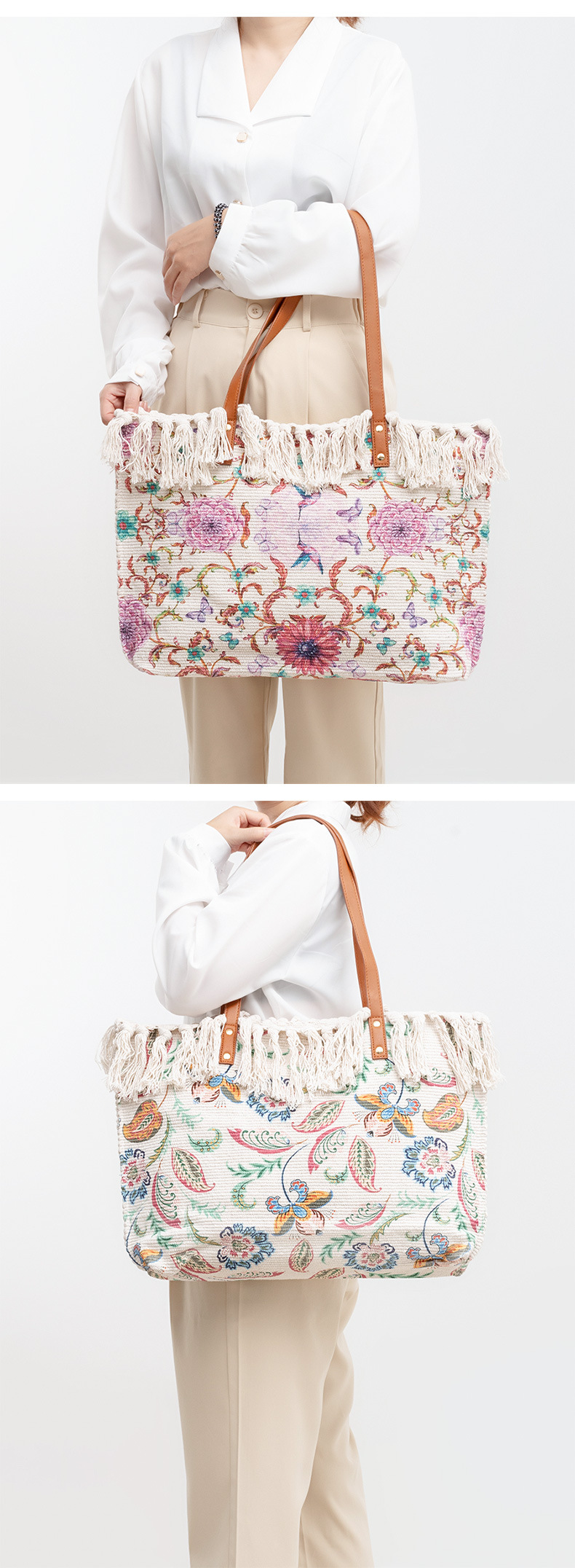 New Niche One Shoulder Canvas Bag with Printed Bohemian Ethnic Charm Sutote Bag, Large Capacity Handbag for Women_voghion.com