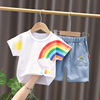 Summer small set, children's trend sleeves for boys, season 2021, city style, with short sleeve, 1-4 years