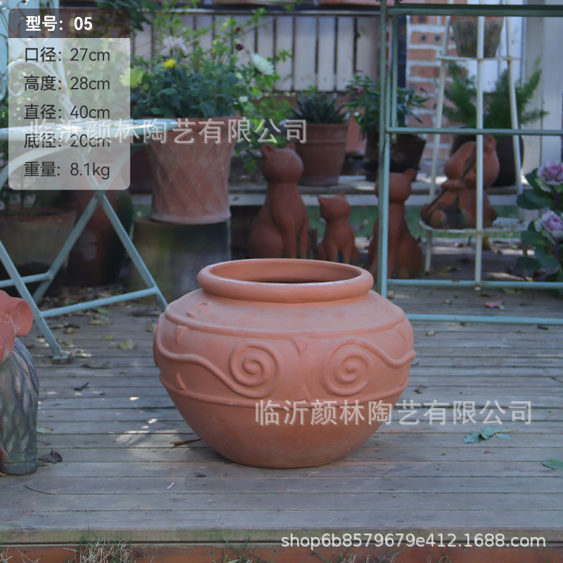 Grandes jardines al aire libre de terra terra terraza terraza de cerámica de barro rojo suelo de cerámica gruesa paisaje de cerámica roja gran maceta de plantas ventilada