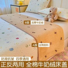 2025新款棉加绒床盖一面纯棉一面牛奶绒双面可用绗缝床盖学生床垫