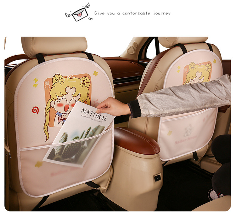 Little Fairy Lady Cute Cartoon Chair Back Anti-Kick Pad Car Seat Back Anti-Fouling Pad Four Seasons with Storage Belt