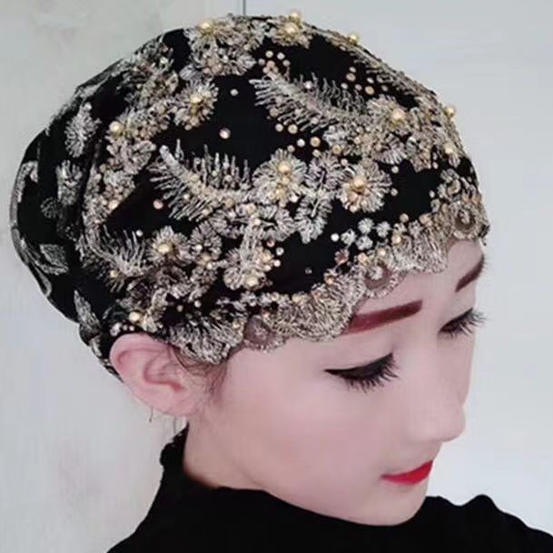 네이비 깃털 모자