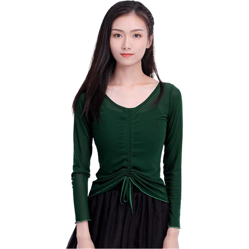Adulto danza clásica gasa ropa cuerpo ballet danza práctica ropa arte examen malla danza moderna cordón blusa top