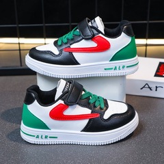 兒童皮面板鞋2024春秋新男童運動鞋女童滑板鞋韓版學生單鞋休閒鞋