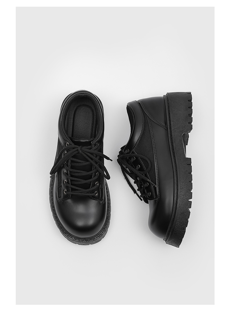 Chaussures Derby noires à semelle épaisse, style britannique, pour homme, idéales pour un mariage ou un costume._voghion.com