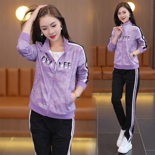Women's Sports Suit 2024 Spring and Autumn New Fashion Slim-fit Casual Thin Foreign-style Age-Reducing Three-piece Set