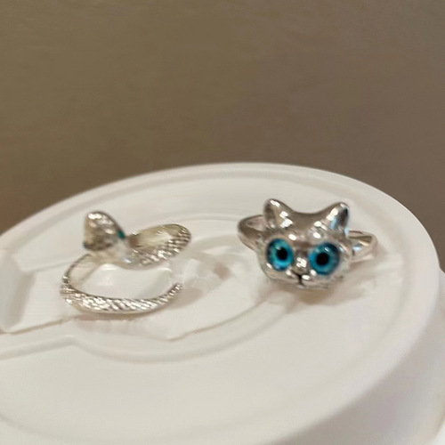 Cat Snake Ring Niche Design Fashion Personality Ring Cold Style Dark Decorative High-end Versatile Accessory
