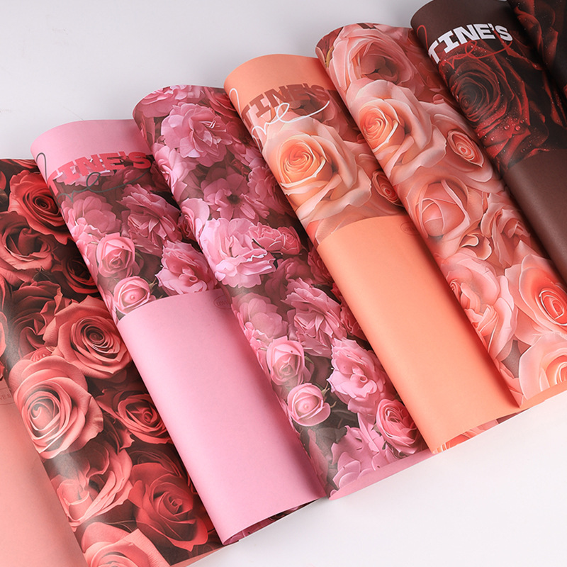 Huaxi Qixi Día de San Valentín Amantes Rose Flor de papel de embalaje de flores flores de papel kraft de papel de embalaje de flores de amor