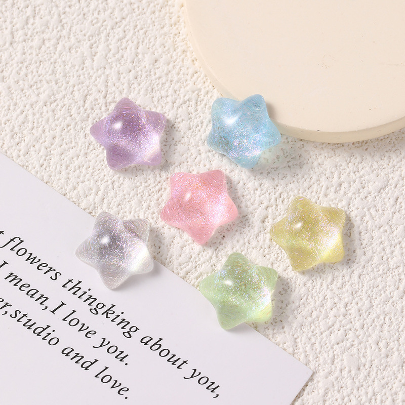 Y2K Qianxi Ice-Clear Glitter Five-Pointed Star Resin Patch DIY Jewelry Accessories Mobile Phone Case Shoe Buckle Material Accessories