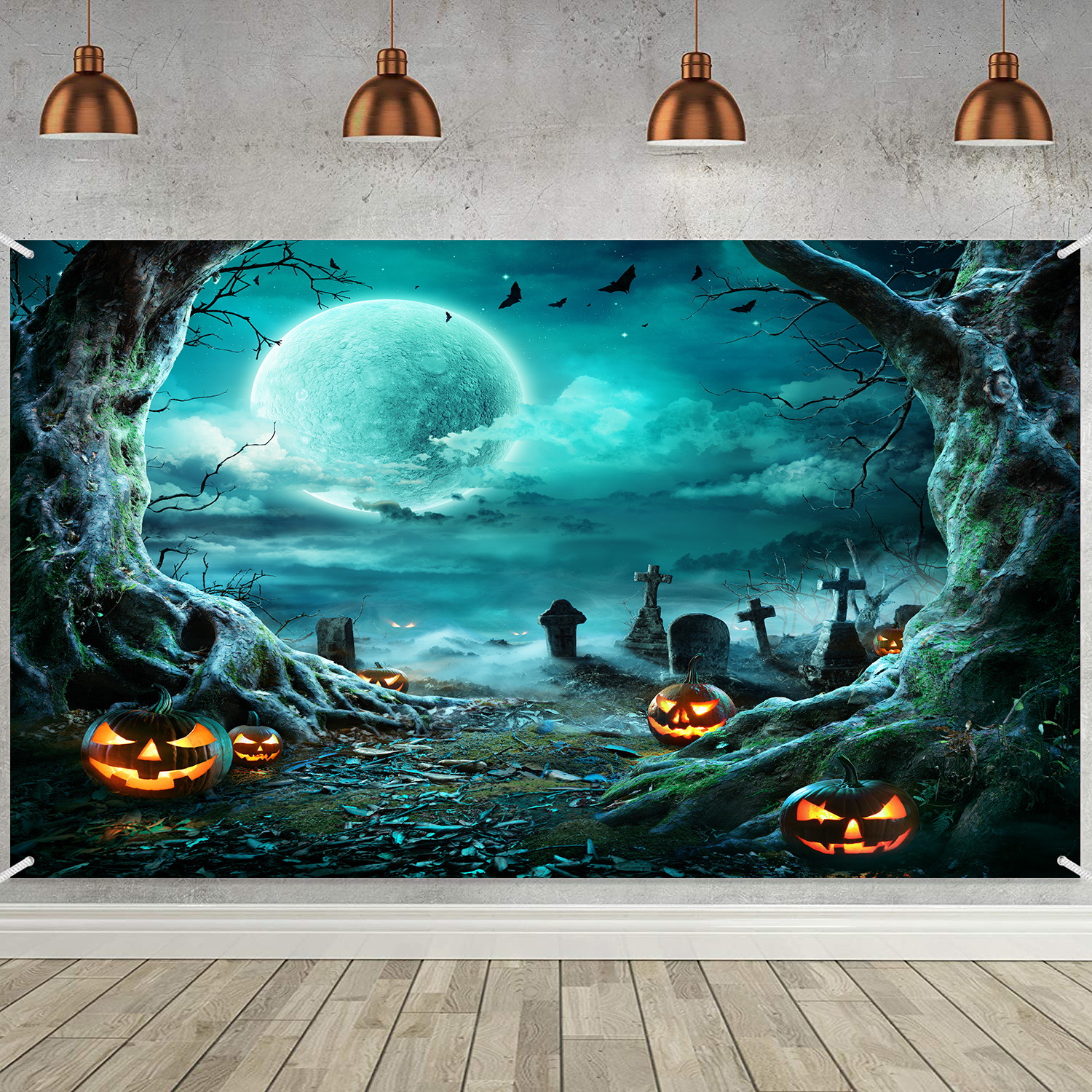 2021 transfronterizo nuevo cartel de Halloween Fondo tela banner escena atmósfera diseño decoraciones de Halloween