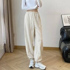 女性用スポーツパンツ、2025年春、秋、夏の新しいスタイルのスウェットパンツ、ハイウエストストレートレッグ、ナローバナナワイドレッグパンツ