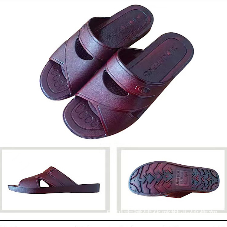 Oil Slippers Wholesale Summer New Style Elderly Medium Heel Oil Slippers Street Stall Hot Sale Men's Grandfather Slippers Non-slip Sandals