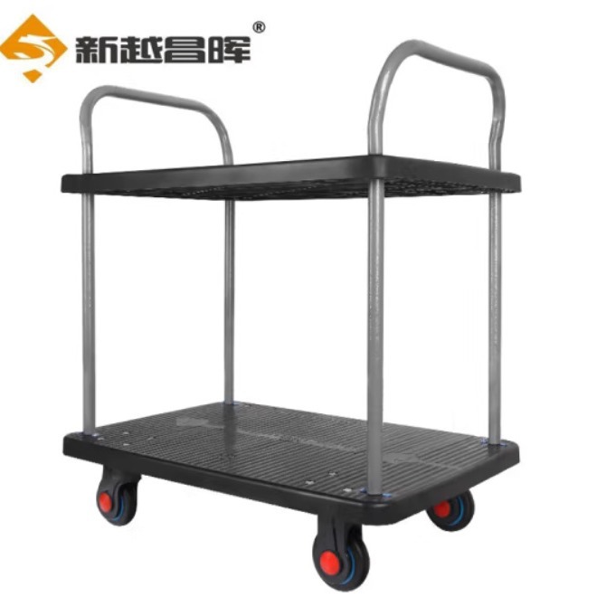 新越昌晖黑色双层平板车小推车手推车小拖车工具车理货车