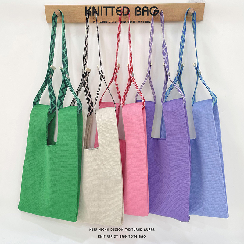 Diseño de nicho color caramelo simple bolso de punto bolso de las mujeres del todo-fósforo de gran capacidad Bolsa De fábrica al por mayor