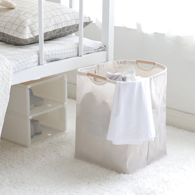 Cotton and Linen Dirty Clothes Storage Basket Household Large Dirty Clothes Basket Dirty Clothes Basket Bathroom Storage Barrel Waterproof Clothes Laundry Basket