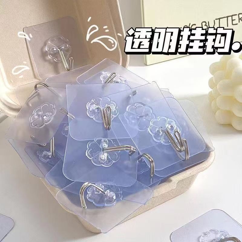 Gancho Adhesivo fuerte Gancho transparente para pared Gancho sin agujeros Gancho sin costuras Gancho de cocina de baño de carga fuerte sin costuras