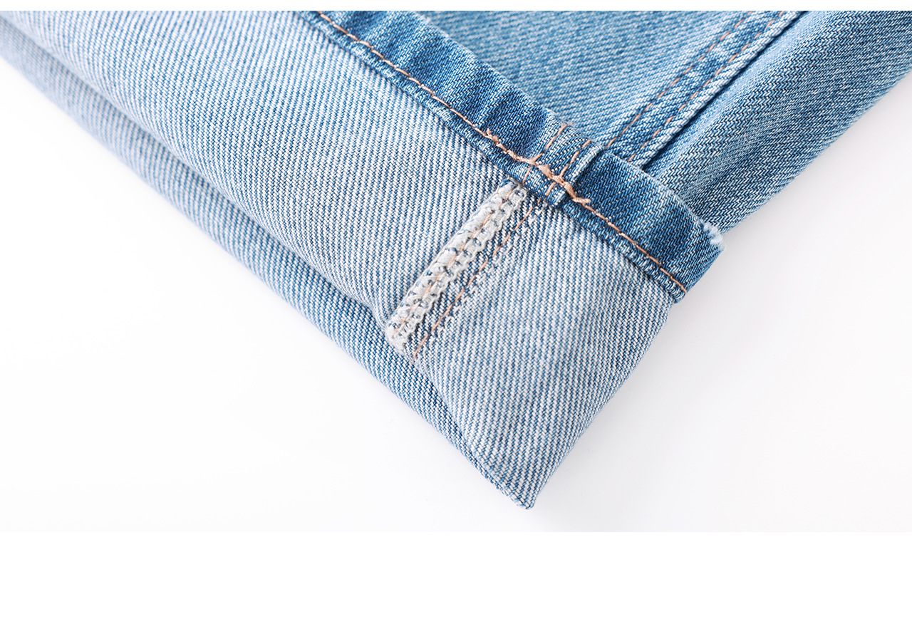 Quần jean ống rộng vải Tencel cotton phong cách retro, dáng suông rũ nhẹ mùa hè — xanh lam chi tiết 32