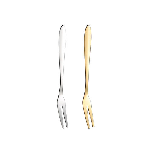 Stainless steel fruit fork fruit pick two teeth ice cream dessert fork gift mooncake cake knife and fork manufacturer wholesale