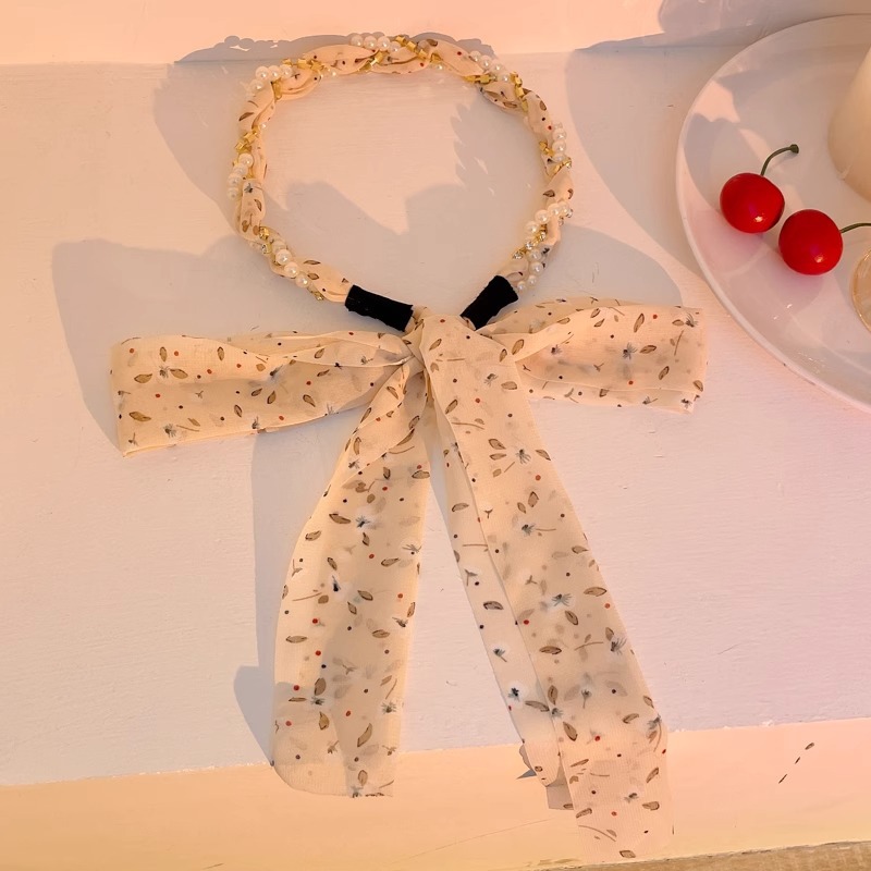 Sensor de alto nivel de banda de cabello para mujeres de alta presión craneal tarjeta de cabello temperamento de moda trenzada bufandas de seda banda de cabello adornamiento para el cabello