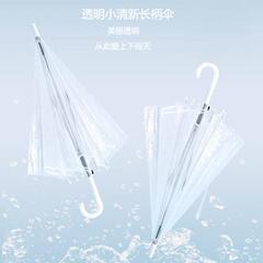 包邮一次性透明雨伞批货长柄自动塑料白色高颜值透明伞